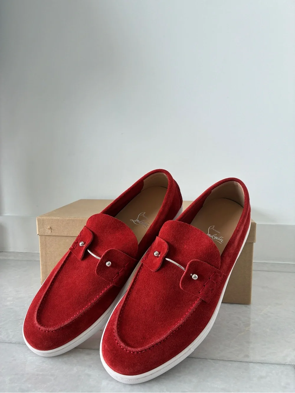 Christian Louboutin Men's Chambeliboat Nubuck Boat Shoes size 11 (44)